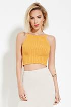 Forever21 Women's  Gold Ribbed Crop Top