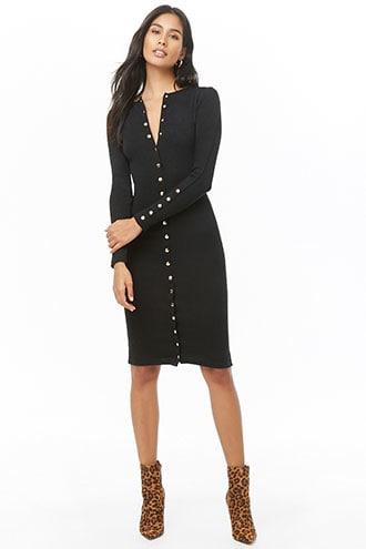 Forever21 Ribbed Snap-button Bodycon Dress