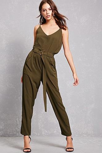 Forever21 Belted Crepe Jumpsuit