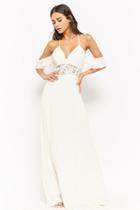 Forever21 Embroidered Open-shoulder Maxi Dress