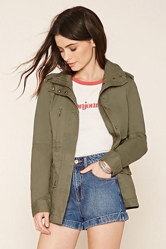 Forever21 Women's  Olive Classic Utility Jacket