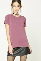 Forever21 Women's  Berry Slub Knit Side Slit Tee