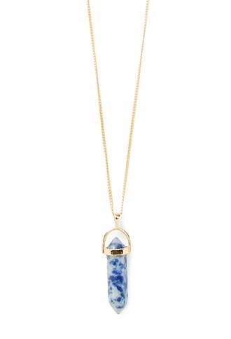 Forever21 Faux Stone Longline Necklace (gold/blue)
