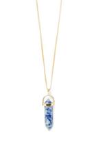 Forever21 Faux Stone Longline Necklace (gold/blue)