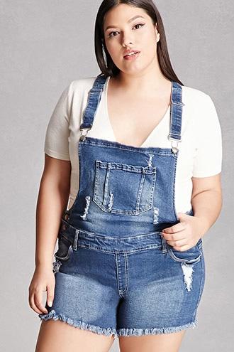 Forever21 Plus Size Denim Overall Shorts