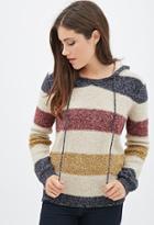 Forever21 Textured Knit Striped Hoodie