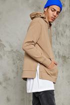 21 Men Men's  Taupe Zip-hem Hoodie