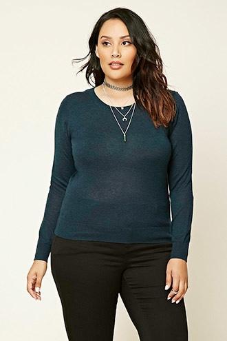 Forever21 Plus Women's  Peacock Plus Size Crew Neck Sweater