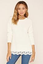 Forever21 Women's  Lace-hem Knit Sweater