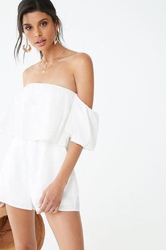 Forever21 Puff-sleeve Flounce Romper