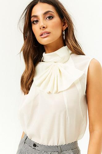 Forever21 Pleated Bow Top