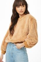 Forever21 Woven Heart Faux Fur Sweater