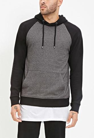 21 Men Colorblocked Raglan Hoodie (charcoal/black)