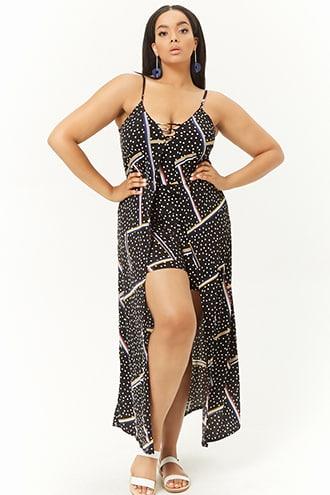 Forever21 Plus Size Polka Dot Abstract Skort Romper