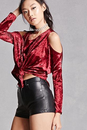 Forever21 Velvet Open-shoulder Top