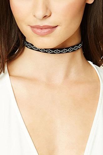 Forever21 Faux Suede Studded Choker