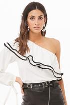 Forever21 Cascading Flounce One-shoulder Top