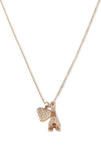 Forever21 Eiffel Tower Charm Necklace (gold/clear)