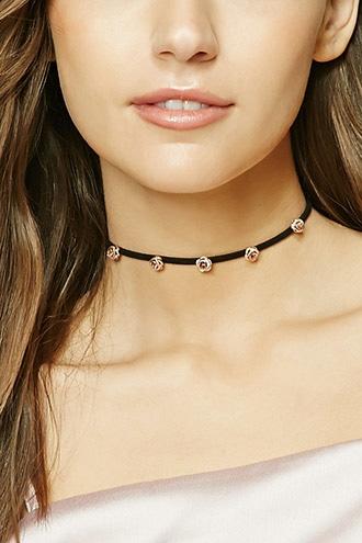 Forever21 Faux Leather Floral Choker