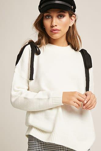 Forever21 Contrast Open-shoulder Sweater