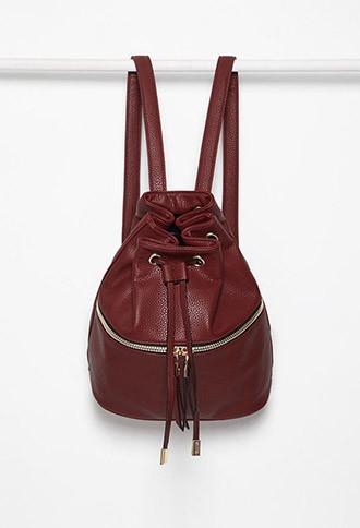 Forever21 Pebbled Faux Leather Backpack (burgundy)