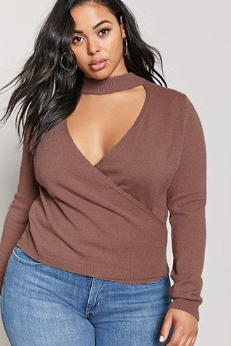 Forever21 Plus Size Cutout Surplice Sweater