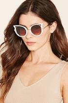 Forever21 White & Gold Cutout Cat Eye Sunglasses