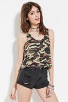 Forever21 Women's  Camo Snap-buttoned Top