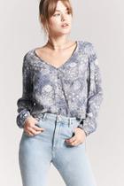 Forever21 Paisley Floral Button-front Top