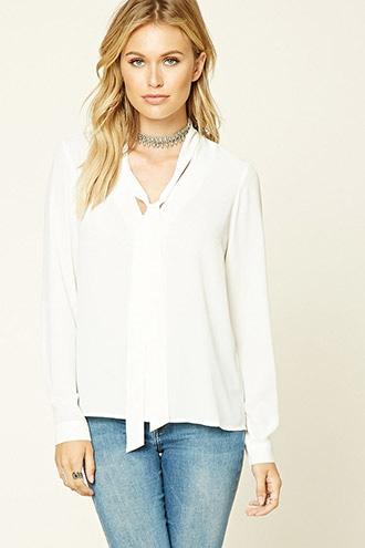 Love21 Women's Contemporary Tie-neck Blouse