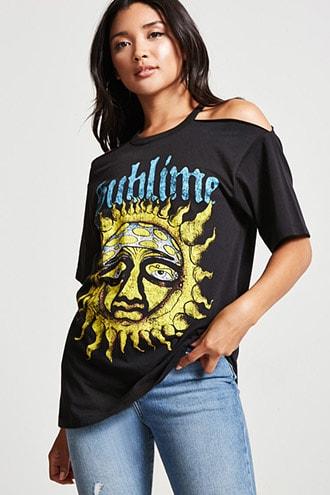 Forever21 Sublime Open-shoulder Tour Tee