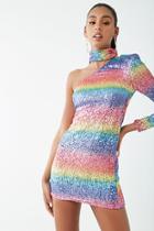 Forever21 Rainbow Sequin One-shoulder Bodycon Dress
