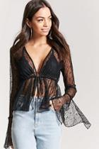 Forever21 Open-front Sheer Lace Top