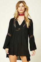 Forever21 Women's  Black Crochet-trimmed Gauze Dress