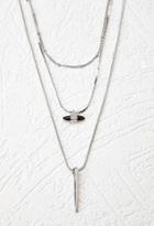 Forever21 Spike Charm Layered Necklace (silver/black)