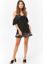 Forever21 Embroidered Lace Open-shoulder Dress