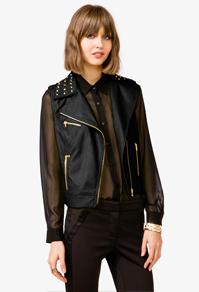 Forever21 Studded Faux Leather Moto Vest