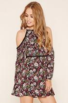 Forever21 Women's  Black & Pink Floral Open-shoulder Dress