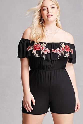 Forever21 Plus Size Floral Applique Romper