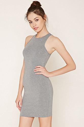 Forever21 Plus Women's Heather Grey Stretch Knit Bodycon Dress
