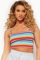 Forever21 Ribbed Multicolor Striped Cropped Cami