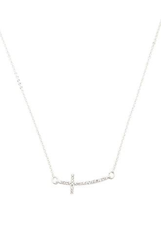 Forever21 Rhinestone Cross Pendant Necklace