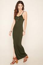 Forever21 Women's  Olive High-slit Maxi Dress