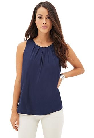 Forever21 Contemporary Chain-trim Pleated Top