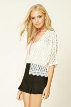 Forever21 Women's  Natural Open Mesh Cardigan