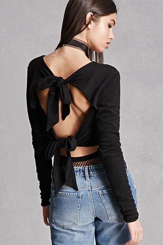 Forever21 Tie-back Cropped Sweater
