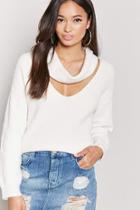 Forever21 Ribbed Cutout Cowl Neck Sweater