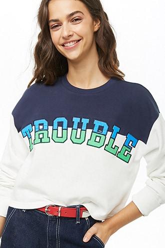 Forever21 Trouble Graphic Colorblock Top