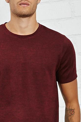21 Men Men's  Burgundy Marled Knit Tee
