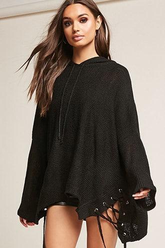Forever21 Hooded Sweater-knit Top